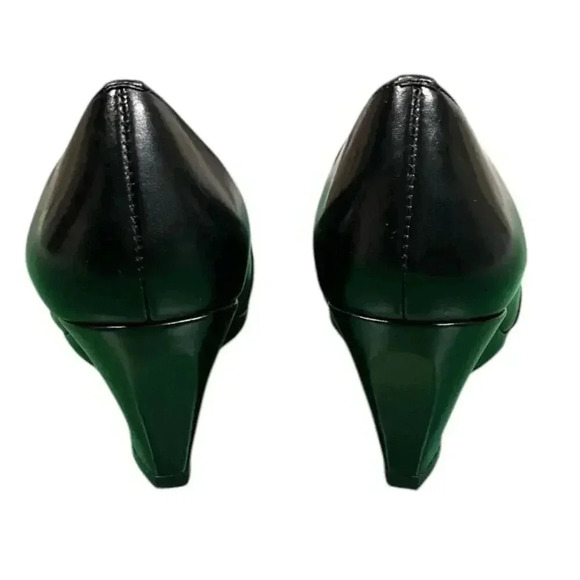 Ellen Tracy Women's Black Leather Slide Wedge Open Toe Heels Rhyme 8.5 Used - Picture 3 of 16